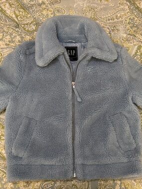 GAP Light Blue Plush Sherpa Zip Jacket
